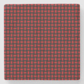 Red Black Weave Pattern Steinuntersetzer (Vorderseite)