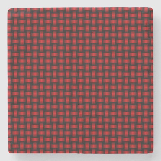 Red Black Weave Pattern Steinuntersetzer (Vorderseite)