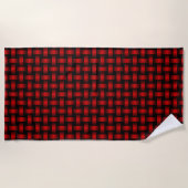 Red Black Weave Pattern Strandtuch (Vorderseite)