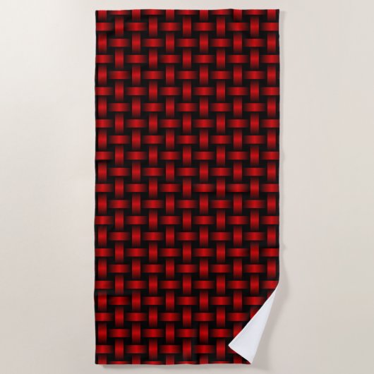Red Black Weave Pattern Strandtuch (Vorderseite)
