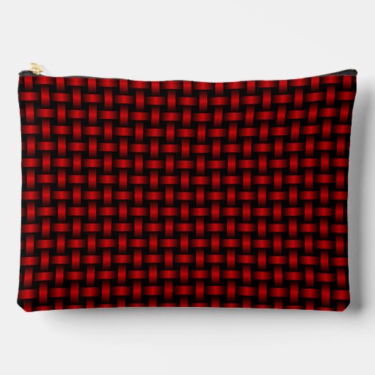 Red Black Weave Pattern Zubehörtasche (Vorderseite)