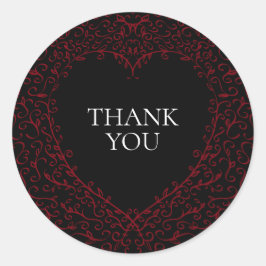 Red Black Wedding Gothic Herz Schönes Elegantes Runder Aufkleber