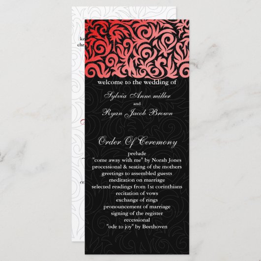 Red Black Wedding Programm (Vorne/Hinten)