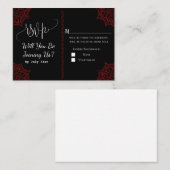 Red Black Wedding RSVP Card Begleitkarte (Vorne/Hinten)