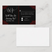 Red Black Wedding RSVP Card Begleitkarte (Vorne/Hinten)
