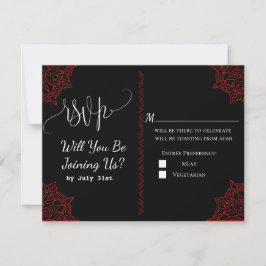 Red Black Wedding RSVP Card Karte