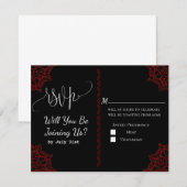 Red Black Wedding RSVP Card Karte (Vorne/Hinten)