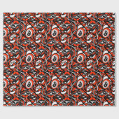 Red Black White Abstract Haida Face Native Art Geschenkpapier (Flach)