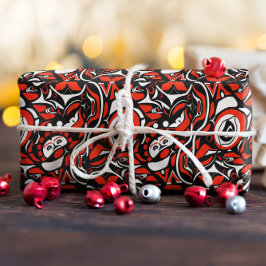 Red Black White Abstract Haida Face Native Art Geschenkpapier