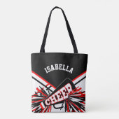 Red, Black & White Chereleader Design Tasche (Rückseite)