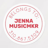 Red Black White Circle Adhesive / Waterproof Label Etiketten (Design 2)