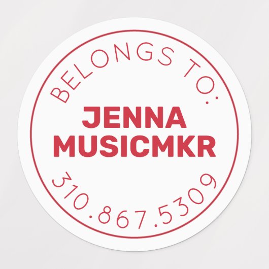 Red Black White Circle Adhesive / Waterproof Label Etiketten (Design 2)