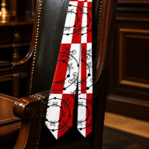 Red, Black & White   Concentric Circles Neck Tie Krawatte