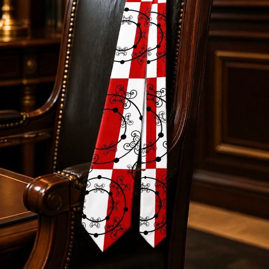 Red, Black & White | Concentric Circles Neck Tie Krawatte