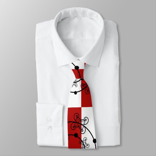 Red, Black & White | Concentric Circles Neck Tie Krawatte (Gebunden)