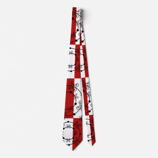 Red, Black & White | Concentric Circles Neck Tie Krawatte (Vorderseite)