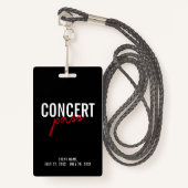 Red Black & White Concert Pass Custom ID Abzeichen Ausweis (Vorderseite mit Schlüsselband)