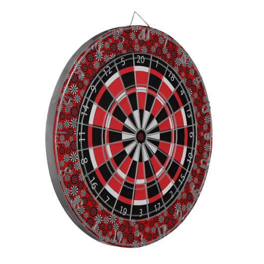 Red Black & White Dartboard Dartscheibe (Vorderseite Links)