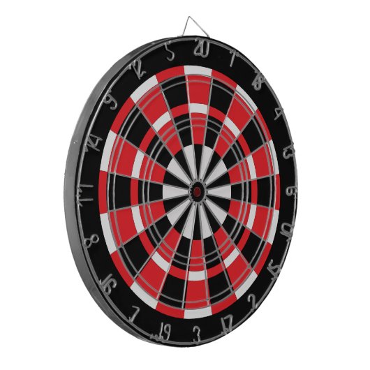 Red Black & White Dartboard Dartscheibe (Vorderseite Links)
