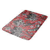 Red Black & White Floral Paisley Bohemisch Boho Badematte (Schrägansicht)