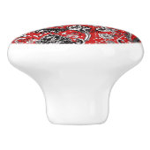 Red Black & White Floral Paisley Bohemisch Boho Keramikknauf (Seitenansicht)