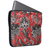 Red Black & White Floral Paisley Bohemisch Boho Laptopschutzhülle (Vorne Rechts)
