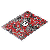 Red Black & White Floral Paisley Bohemisch Boho Notizblock (Linke Seite)