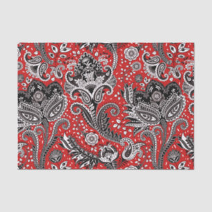 Red Black & White Floral Paisley Bohemisch Boho Seidenpapier