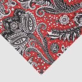 Red Black & White Floral Paisley Bohemisch Boho Seidenpapier (Ausschnitt)