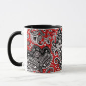 Red Black & White Floral Paisley Bohemisch Boho Tasse (Links)
