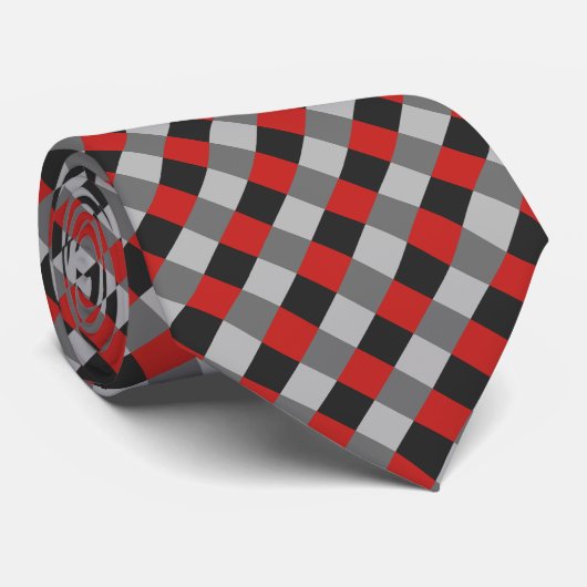 Red Black White Gray Plaid Pattern Krawatte (Gerollt)