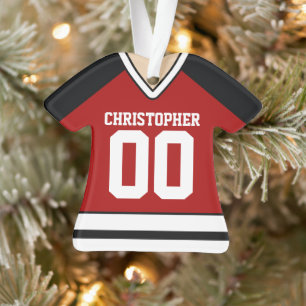 Red/Black/White Hockey Jersey Ornament
