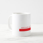 Red Black & White Minimalist Simple Plain Modern Kaffeetasse (Vorderseite Links)