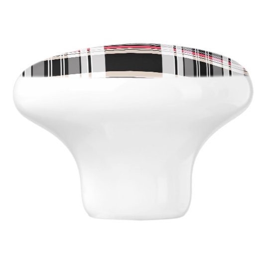 Red black white plaid keramikknauf (Seitenansicht)