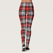 Red Black White Plaid Tartan Pattern Design Leggings (Rückseite)