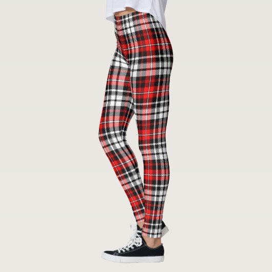 Red Black White Plaid Tartan Pattern Design Leggings (Links)