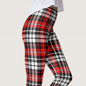 Red Black White Plaid Tartan Pattern Design  Leggings