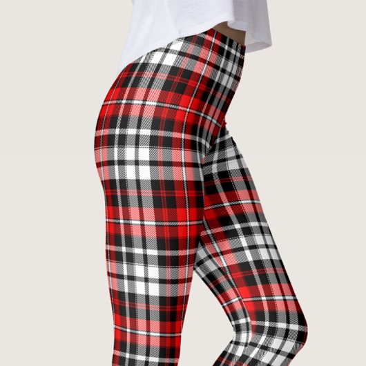 Red Black White Plaid Tartan Pattern Design Leggings