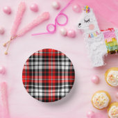 Red Black White Plaid Tartan Pattern Design  Pappteller (Party)