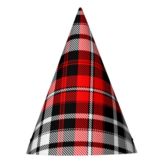 Red Black White Plaid Tartan Pattern Design Partyhütchen (Vorderseite)