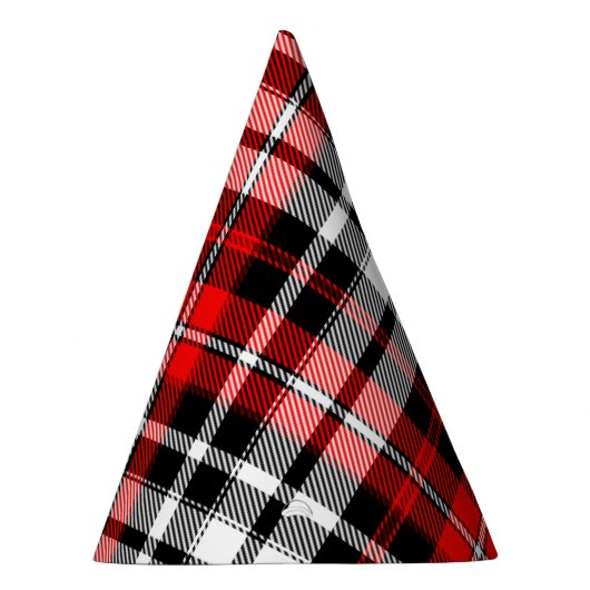 Red Black White Plaid Tartan Pattern Design Partyhütchen (Rechts)