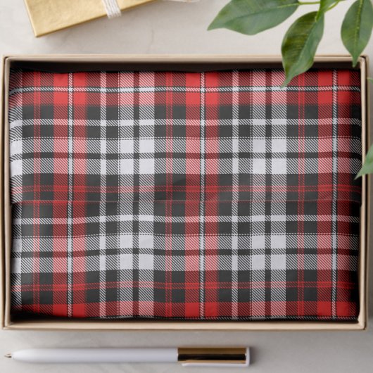 Red Black White Plaid Tartan Pattern Design  Seidenpapier