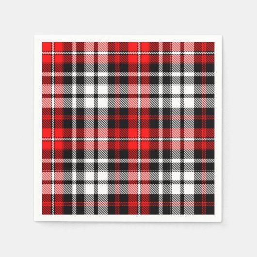 Red Black White Plaid Tartan Pattern Design  Serviette (Vorderseite)