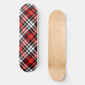 Red Black White Plaid Tartan Pattern Design Skateboard (Vorderseite)