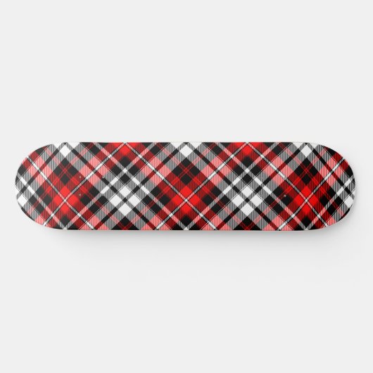 Red Black White Plaid Tartan Pattern Design  Skateboard (Horizontal)