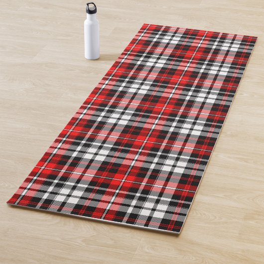 Red Black White Plaid Tartan Pattern Design  Yogamatte