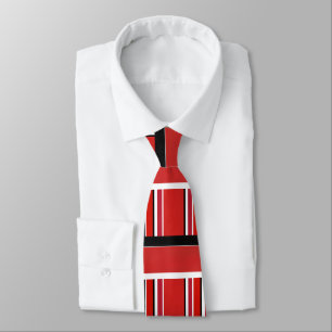 Red Black White Stripes Block Pattern Krawatte