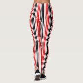 Red Black White Stripes Pattern Design  Leggings (Rückseite)