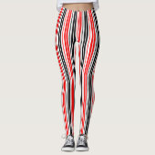 Red Black White Stripes Pattern Design  Leggings (Vorderseite)