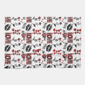 Red Black White Valentine Motif Geschirrtuch (Horizontal)